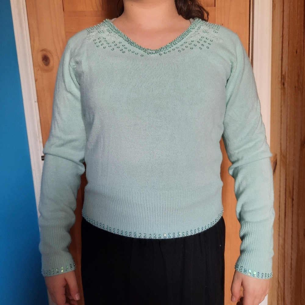 Worthington petite light blue sweater so soft size m